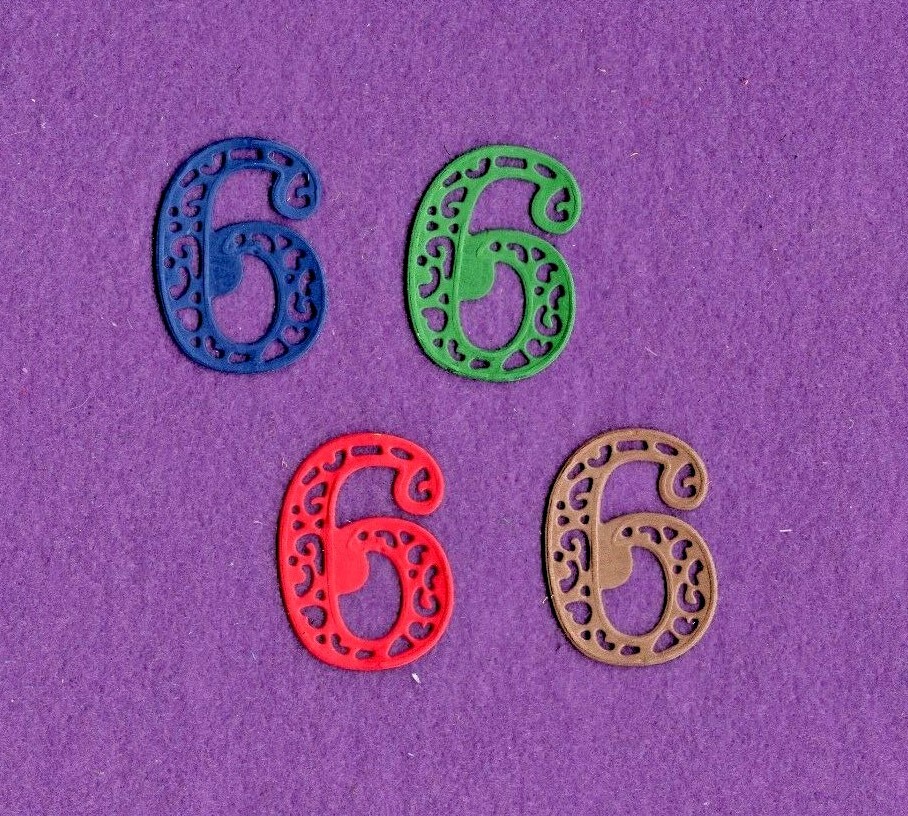 NUMBERS  six (6) die cuts scrapbook cards
