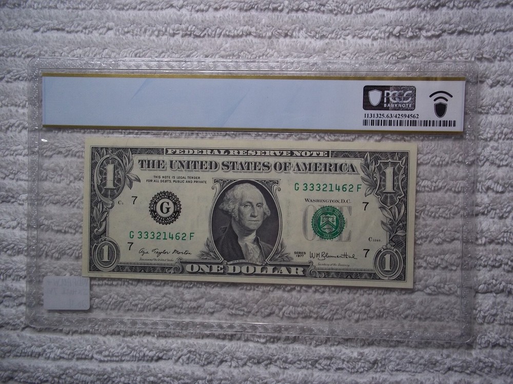 1977 $1 ERROR - Face to Back FULL Offset Printing PCGS 63 PPQ #E25 LOOK WOW