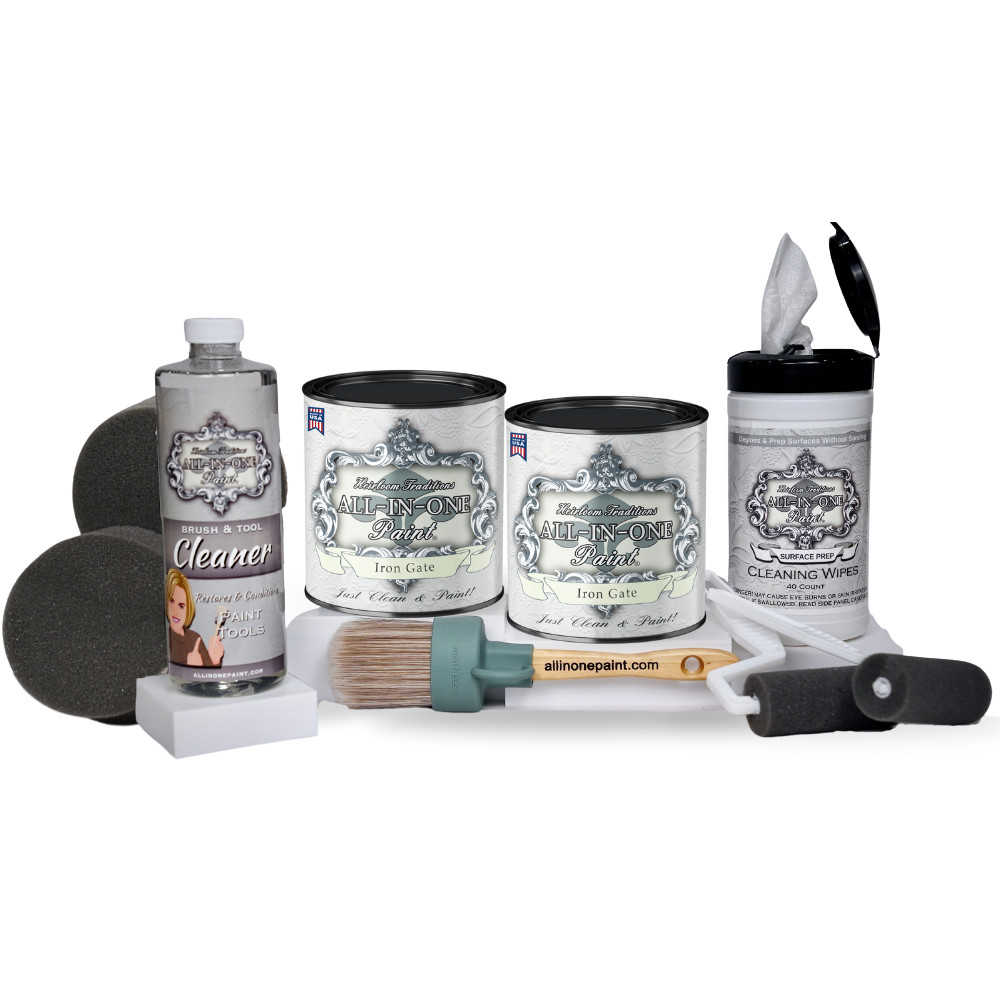 ALL-IN-ONE Paint 2 Quart Cabinet Paint Bundle - Iron Gate