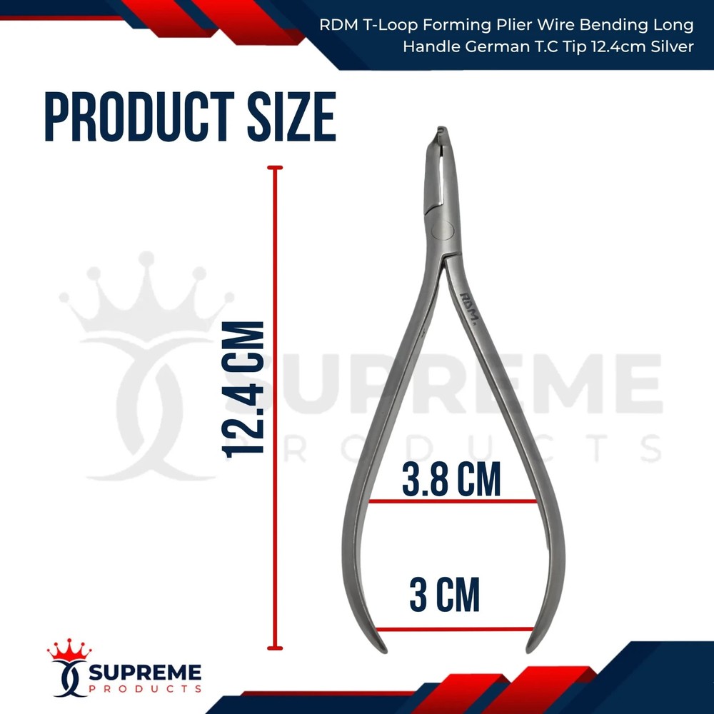 RDM T-Loop Forming Plier Wire Bending Long Handle German T.C Tip 12.4cm Silver