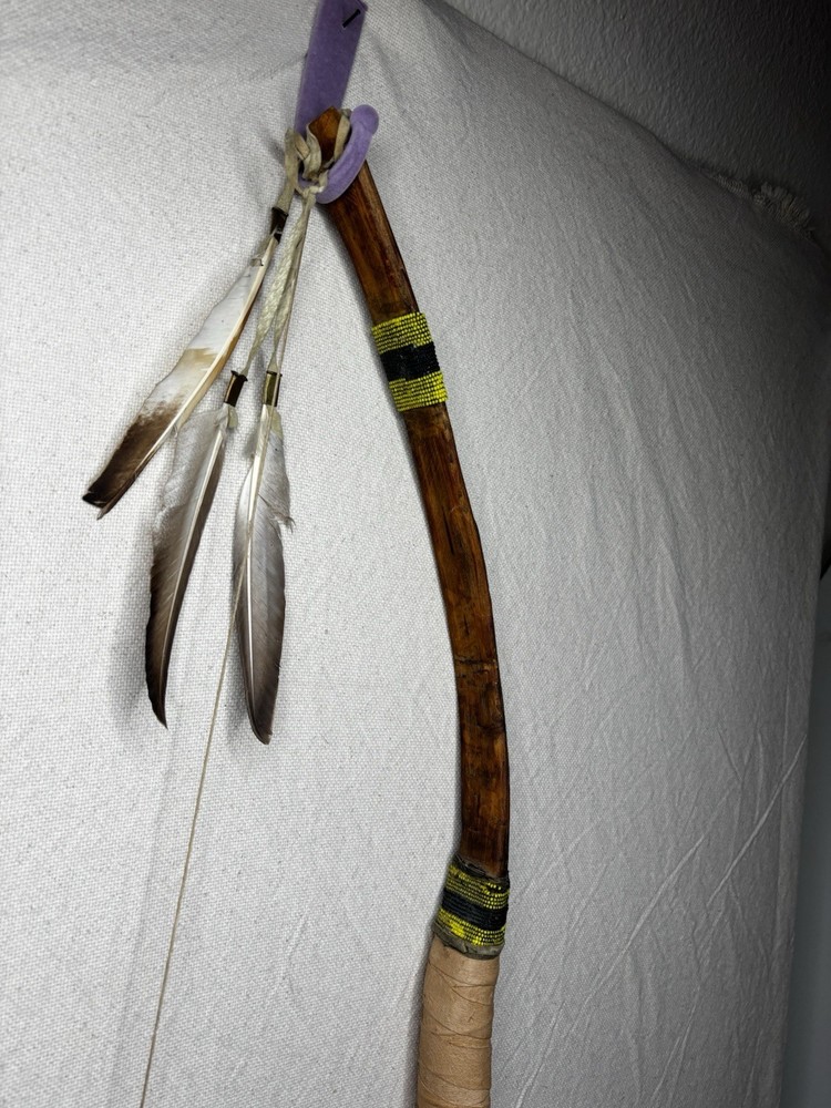 Authentic Native American Navajo Bow With Feathers