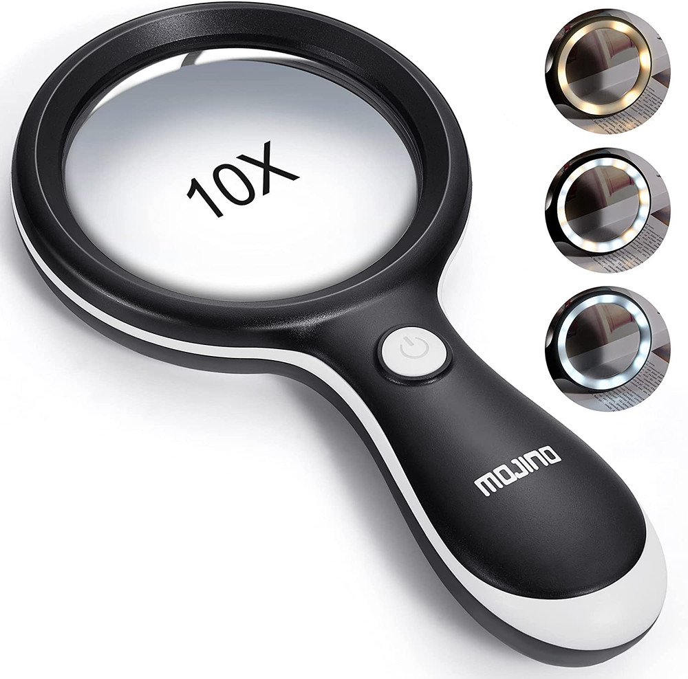 Magnifying Glass with Light, 10X Lighted Large Handheld Reading Magnifier