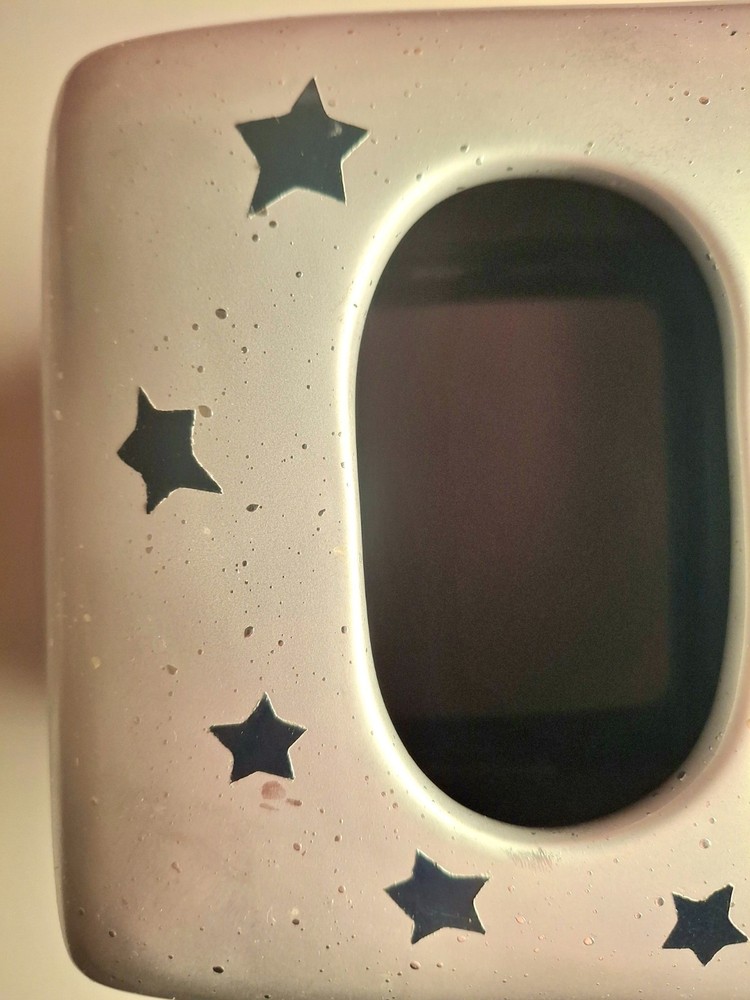 Celestial Silver Tissue Box, Moon, Sun, Stars, Heavy Ceramic