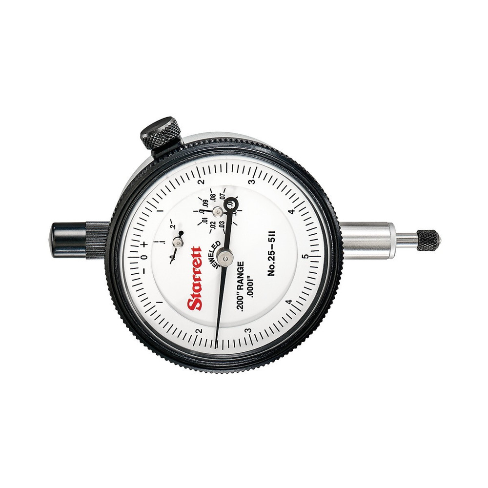 Starrett 25-511J Dial Indicator – 0-0.2" Range, .0001" Gradations, 0-5-0 Dial