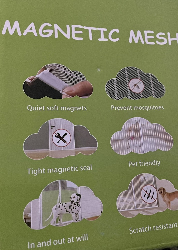 White Magnetic Mesh Screen Door, Safe For Pets
