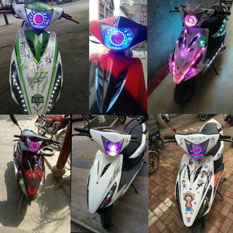 Motorcycle LED Headlight Projector Lens Halo Ring Angel Devil Eye Spot Light
