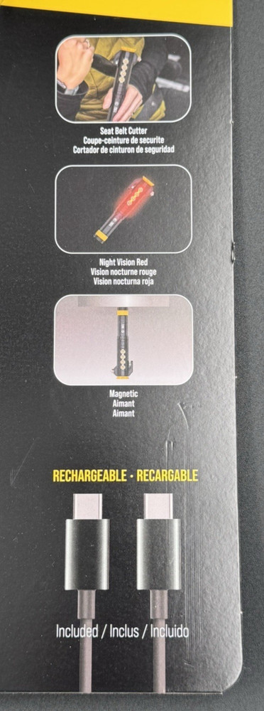 KC Auto Light with Emergency Tool, 2 Pack 1000 Lumen Rechargeable Flashlight Set