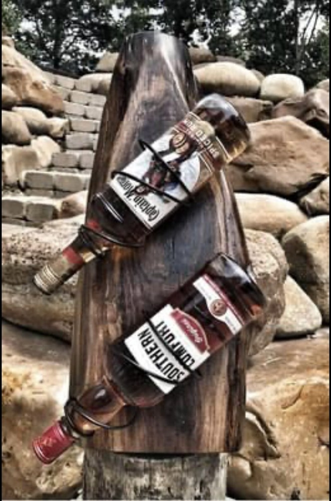 Black Walnut Bottle Wall Display