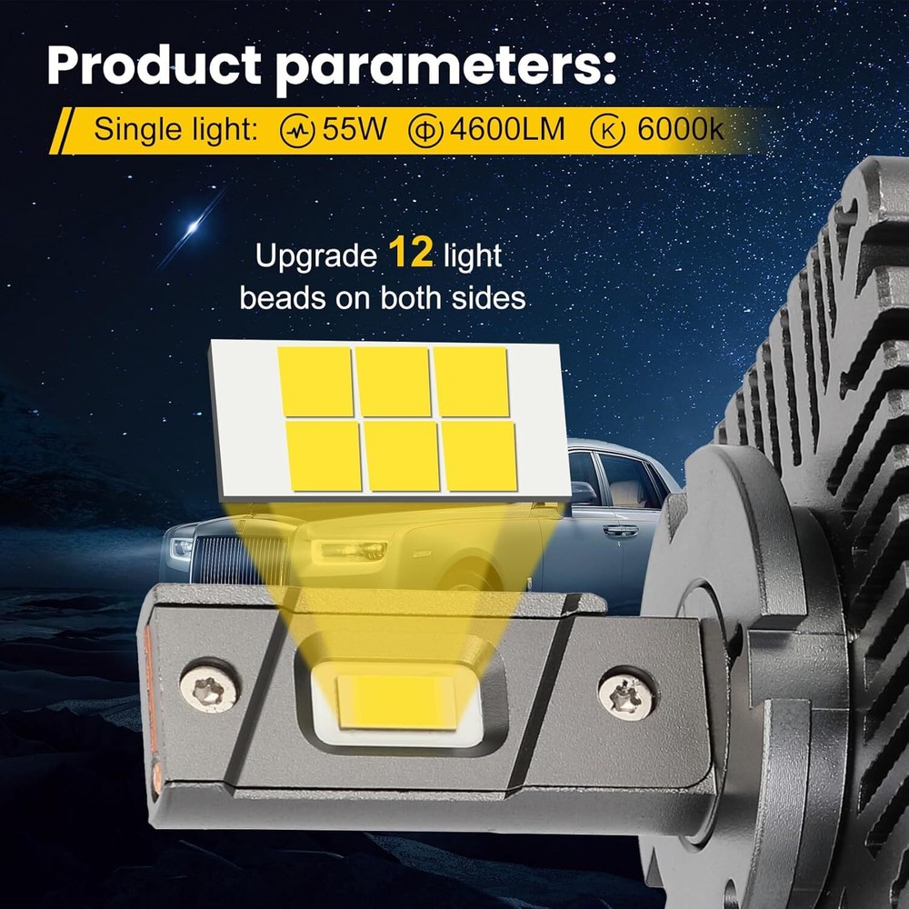 D5S LED Headlight Bulbs Hi-Lo for 2016-2018 Chevy Silverado 1500 Replace HID