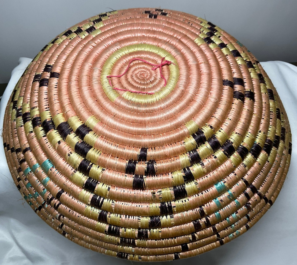 12" Handwoven Coiled Basket Unknown Origin