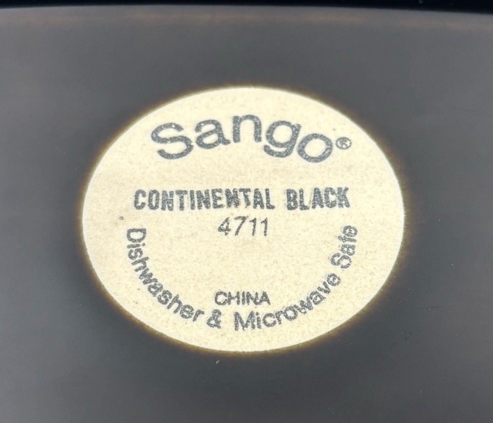 Sango 4711 Butter Dish Continental Black Ceramic 2 Piece