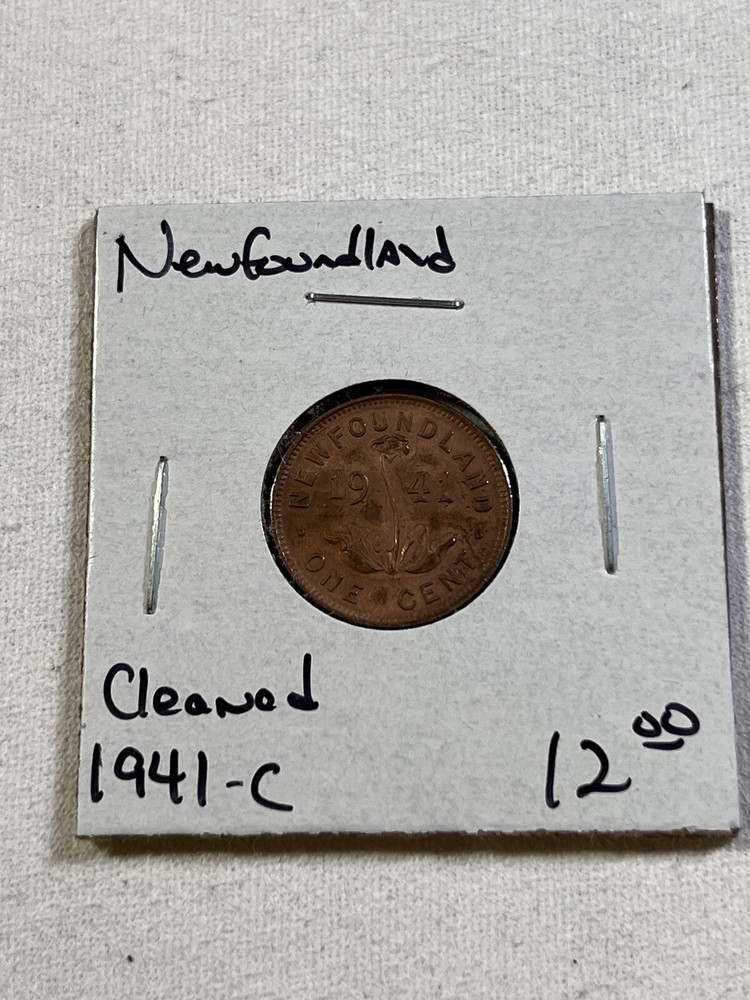 1941-C Newfoundland 1 Cent Coin Cleaned