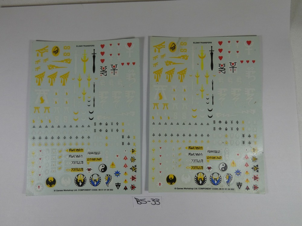 Eldar Transfer Sheet x 2 Fully Intact 40k B533