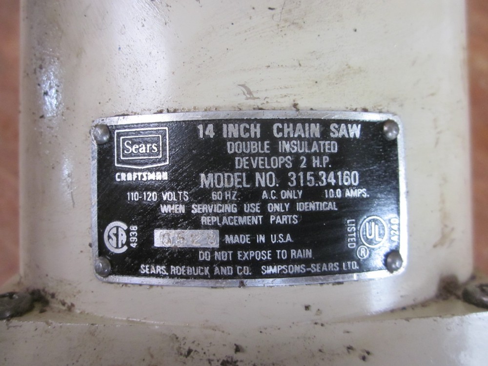older Sears Roebuck Craftsman electric chainsaw 2 peak HP "Power-Sharp"