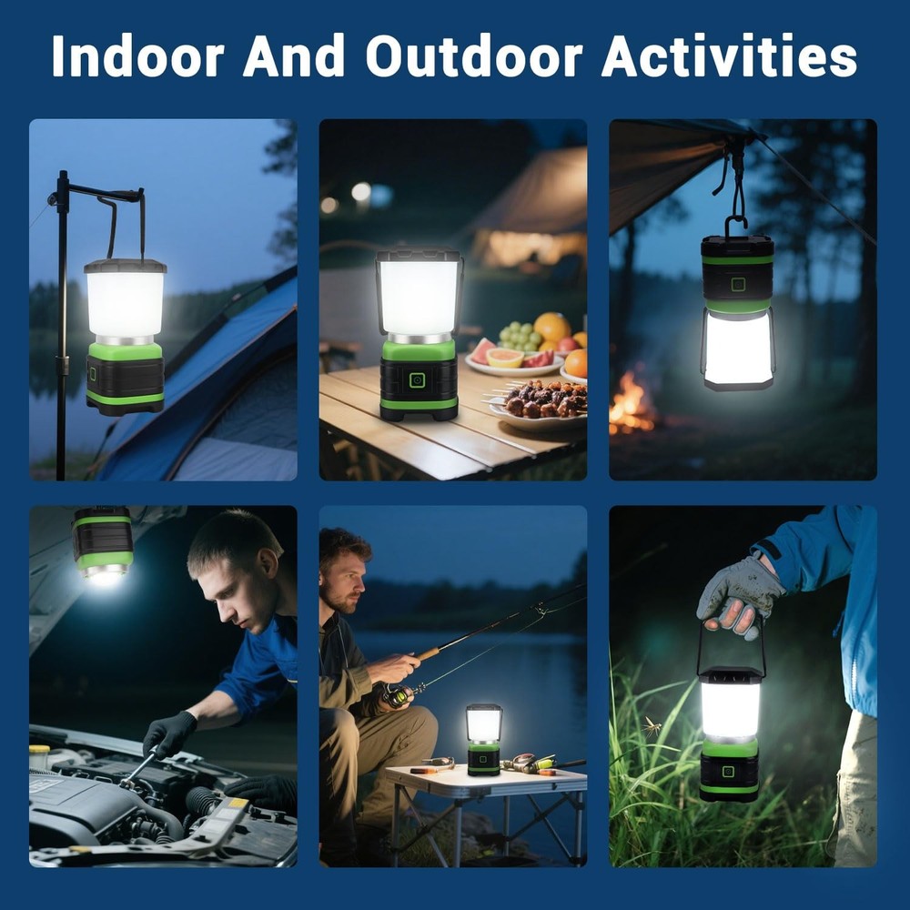 EXTRASTAR Camping Lantern, Lanterns for Power Outages, 2 Flash 1 pc, Green