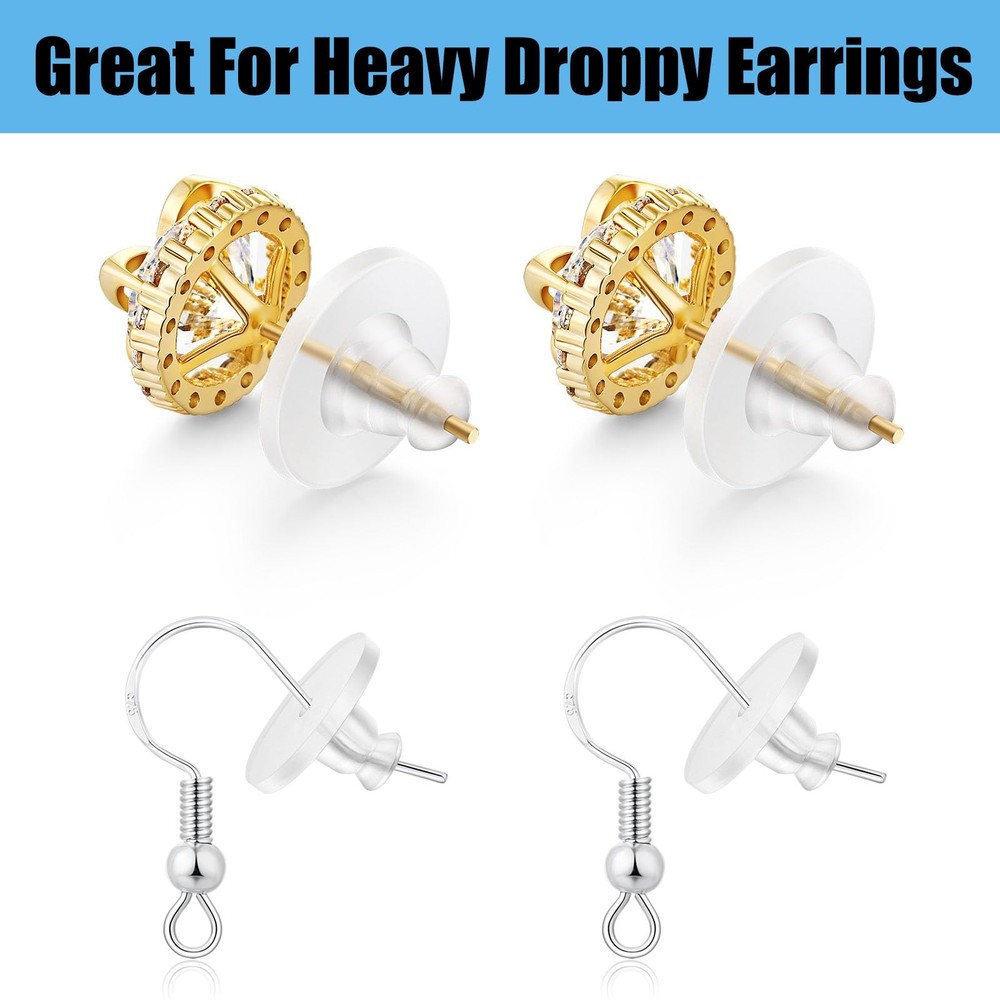 100 Pcs Clear Silicone Earring Backs for Studs, Plastic Rubber Pierced Ear Stops