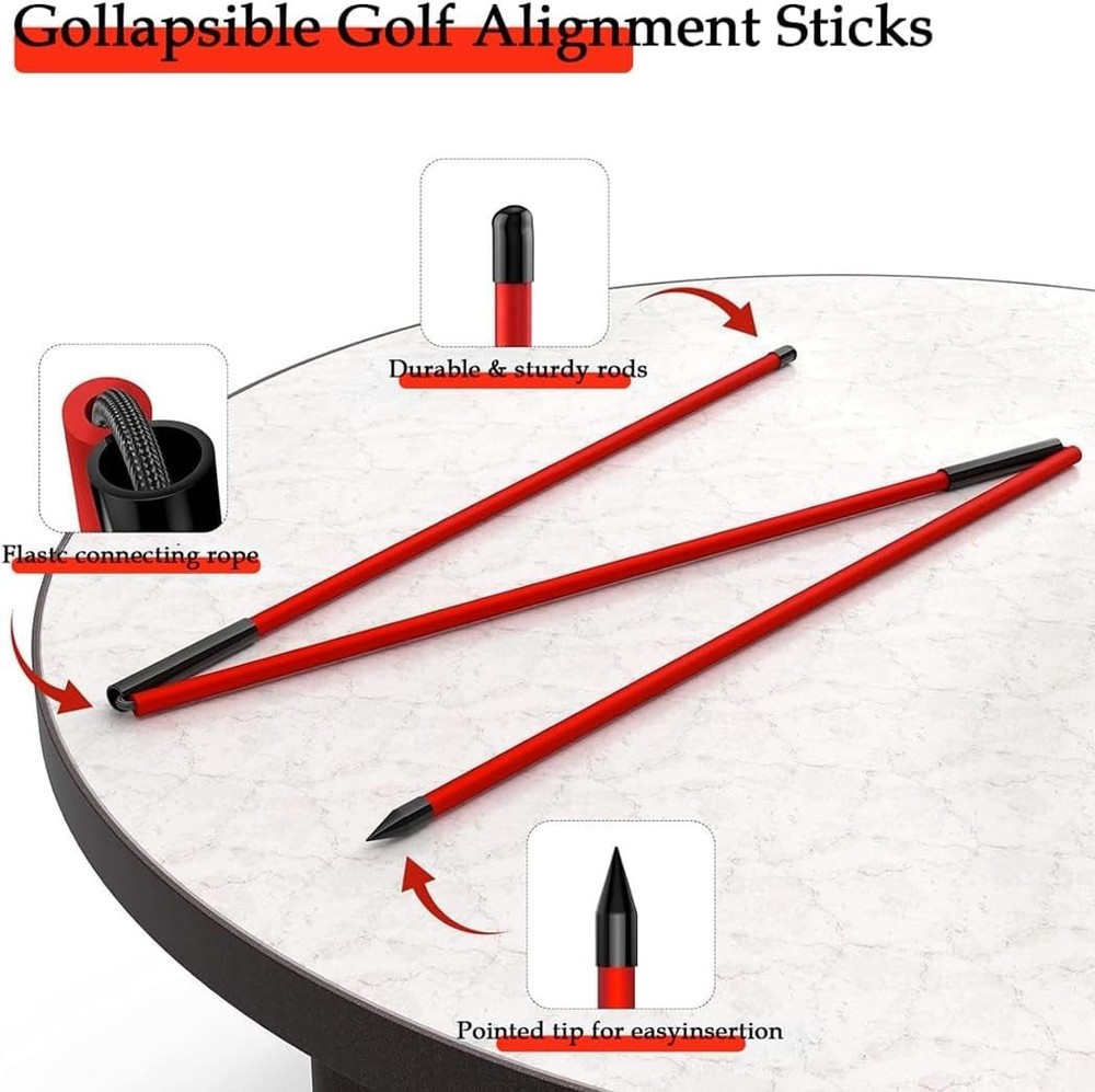 Golf Alignment Sticks 2 Sets 48inch Alignment Practice Rods Foldable Easy