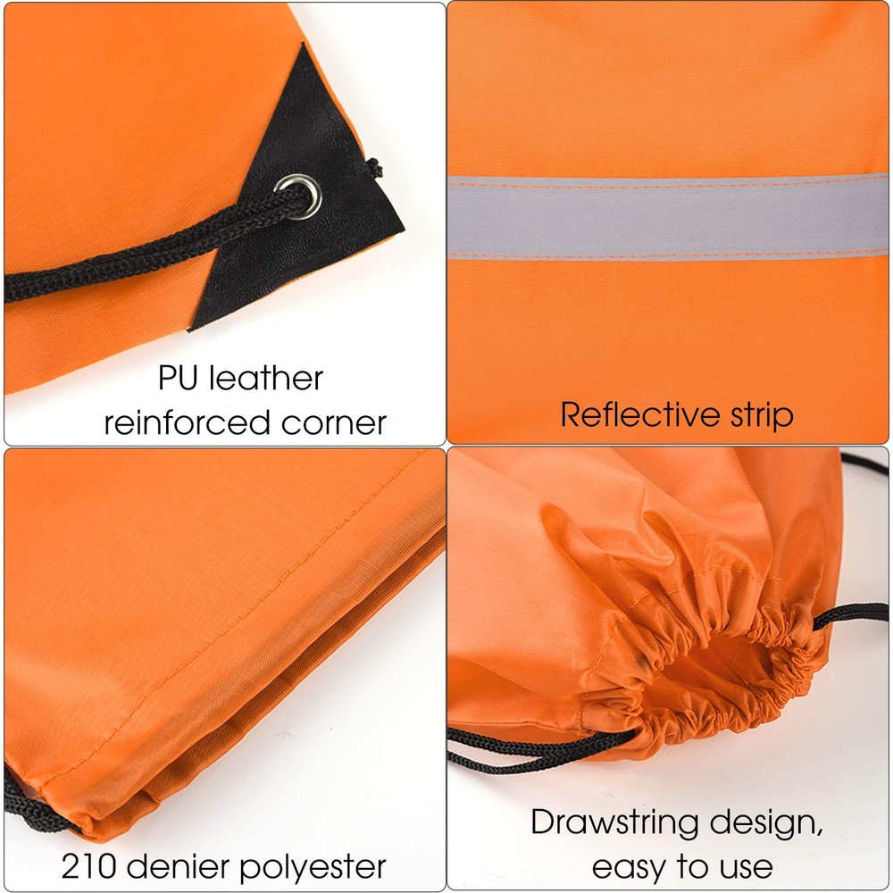 22 Pcs Drawstring Backpack Bag Bulk Reflective Backpack String Bags Cinch Sac...