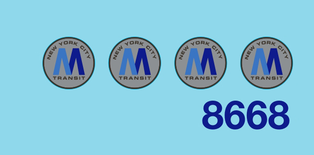 8668 HO scale 20" Subway decals