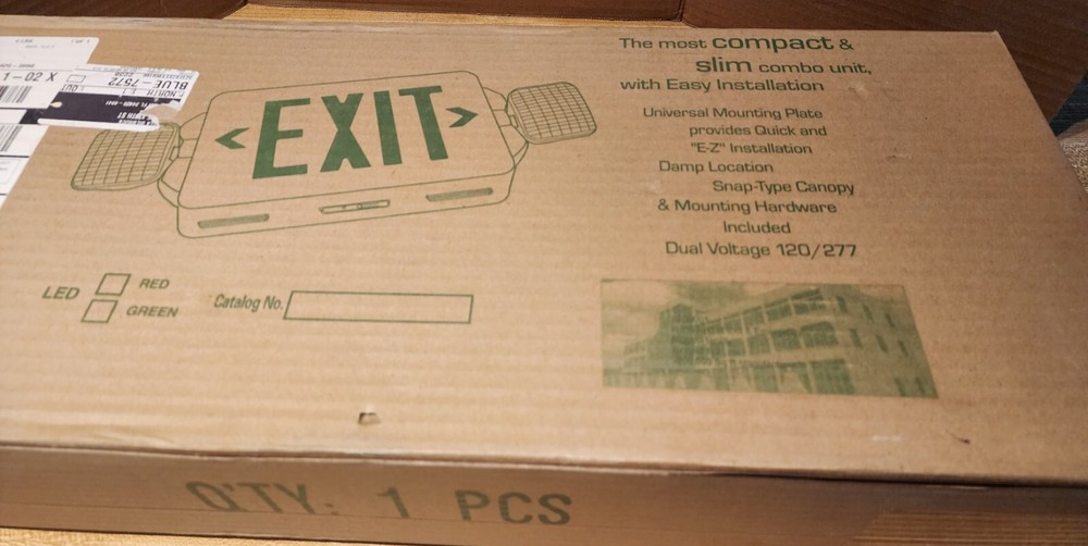 Exit Sign New in Box Compact & Slim Combo Unit