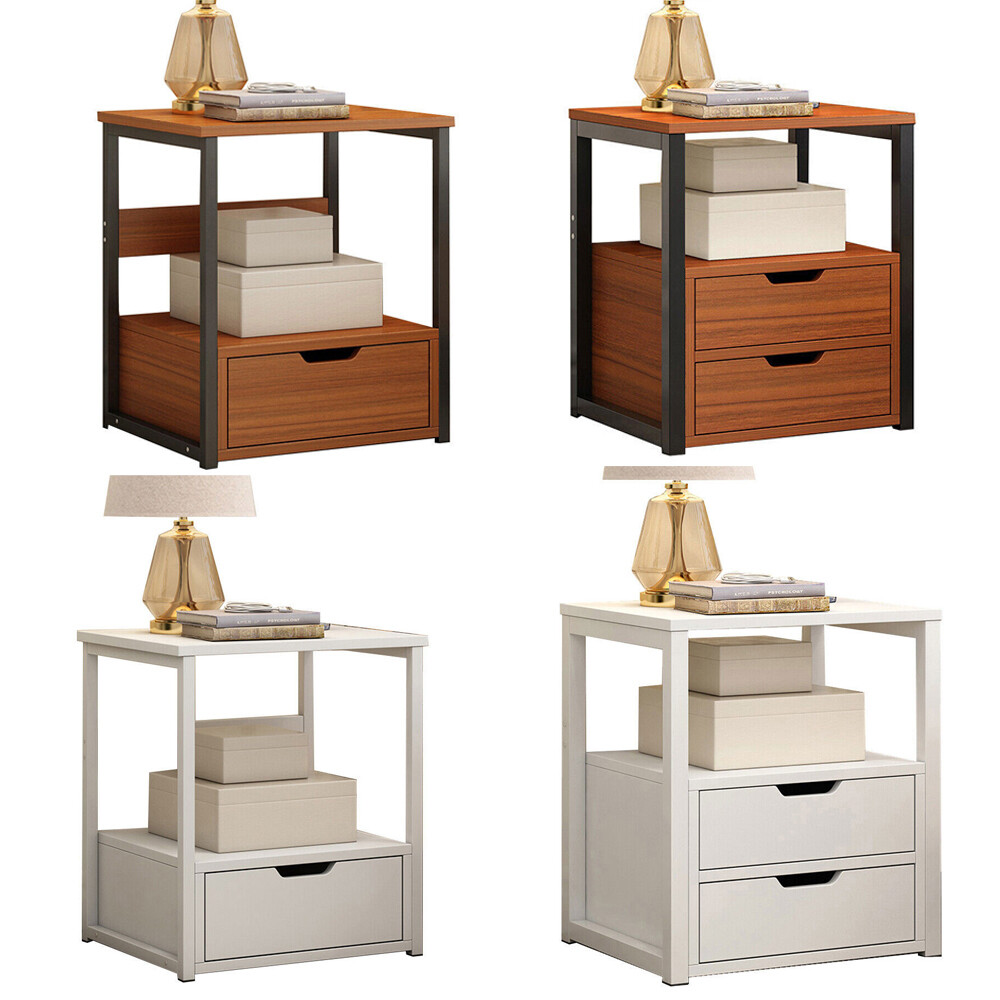 Bedside Table with Drawers Nightstand Solid Wood End Table Bedroom Storage