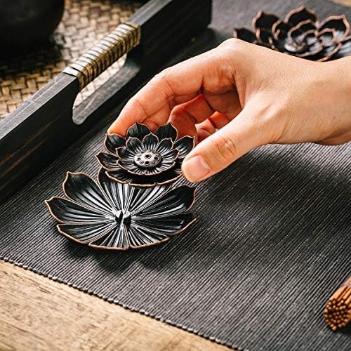 2-Pack Brass Lotus Incense Stick Holders Burner
