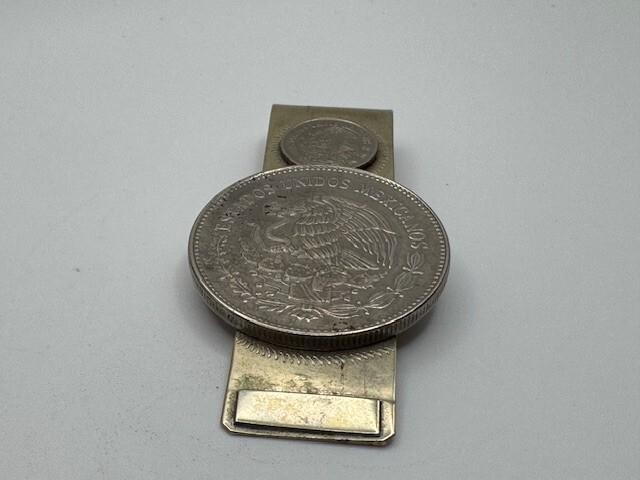 Silver Tone Mexico Double Coin Money Clip