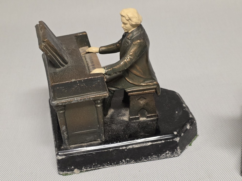VINTAGE CAST METAL & Solid BASE "BEETHOVEN" BOOKENDS Early/Mid 20th Century