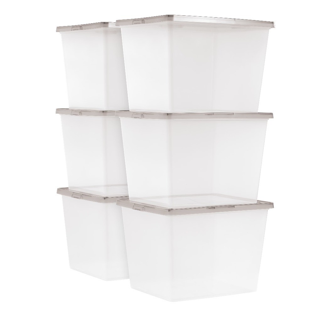6 Pack Stackable Plastic Storage Bins with Lids, 36 Qt. Clear Tote Containers