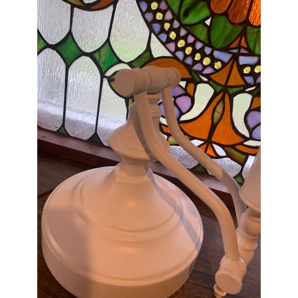 Vintage Painted White Hinged Tabletop Lamp Light Adjustable