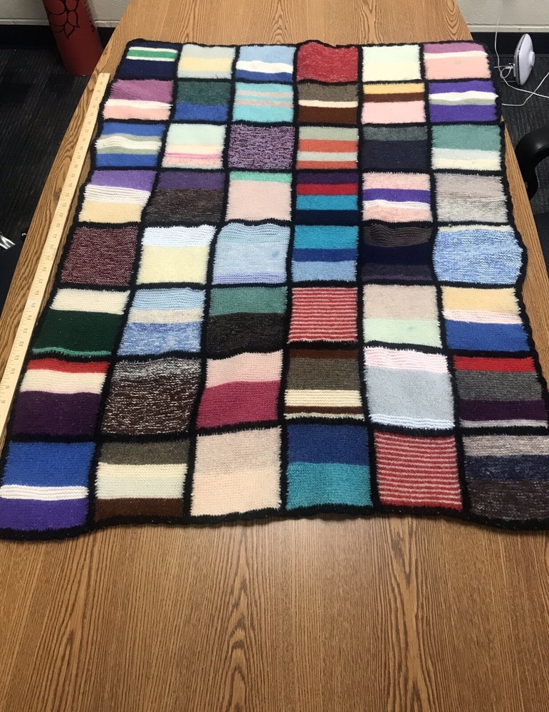 Knitted Block Afgan Lap Bkanket