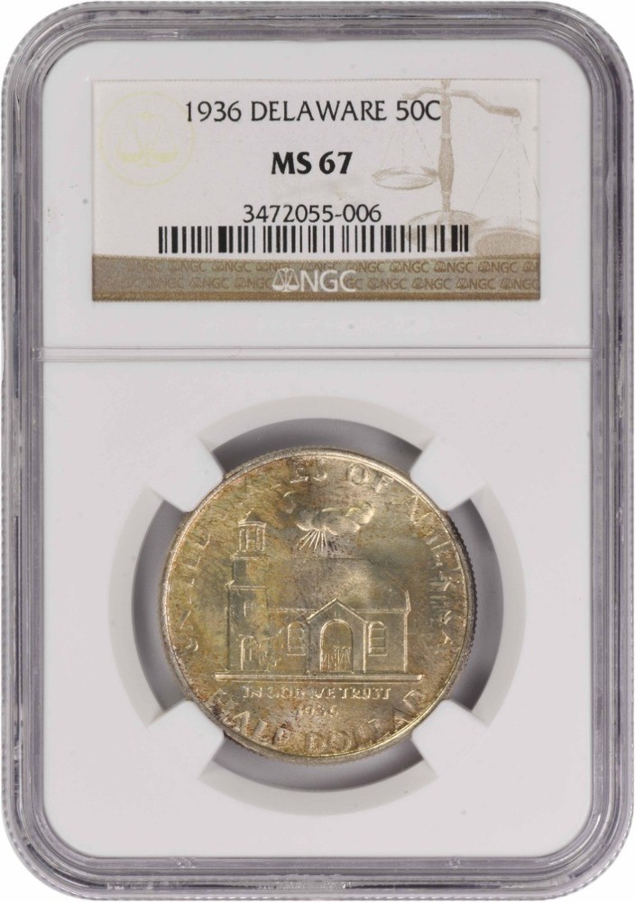 Delaware Commemorative Silver Half Dollar 1936 MS67 NGC