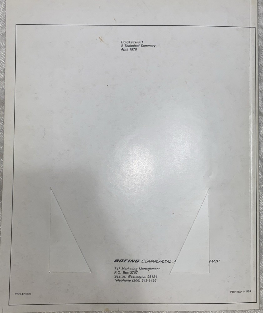 Boeing 747 A Technical Summary 1978