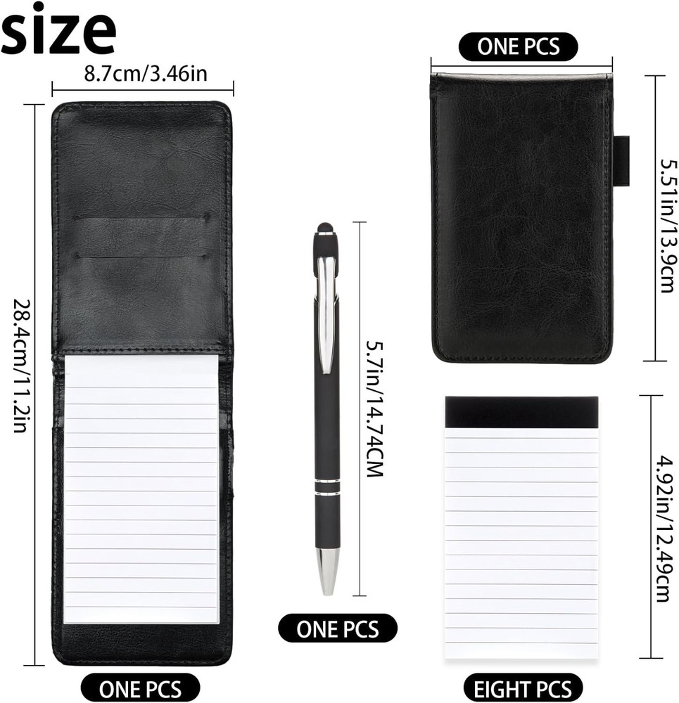 Camelmother 10 Pieces Small Notepad Holder Set Pocket Notebook 3 x 5 black