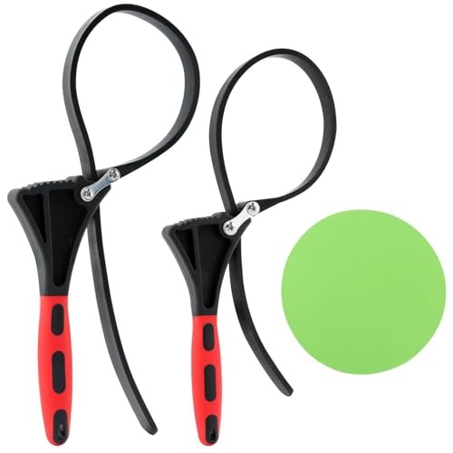 2pcs Rubber Strap Wrench Set, Adjustable Oil Filter Wrench Diameter 4"(S) & Red