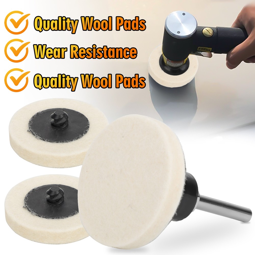 30x 2 Inch Compressed Wool Fabric Sanding Discs Buffer Pad Holder w/ 1/4" Shank