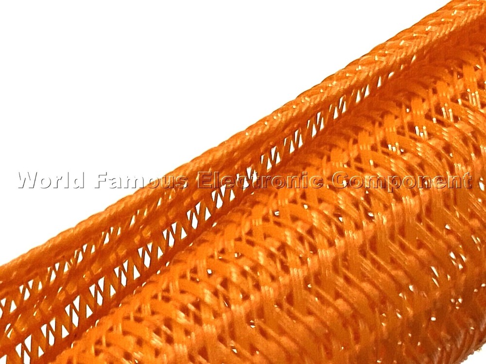 F6N0.50OR 1/2" Orange Split Braided Cable Sleeving , Split Loom , Wrap - USA