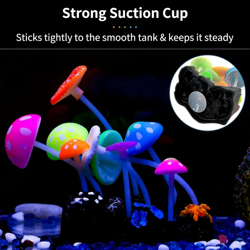 Glowing artificial mushroom aquarium decoration