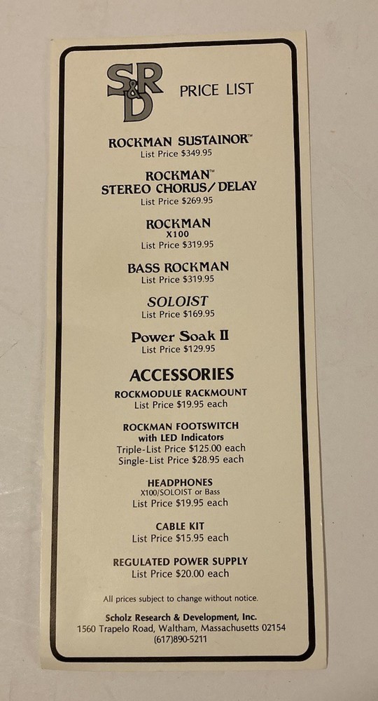 Rockman Stereo Chorus/Delay Micro Rack Guitar Module 1986 Tom Scholz SR&D Tested