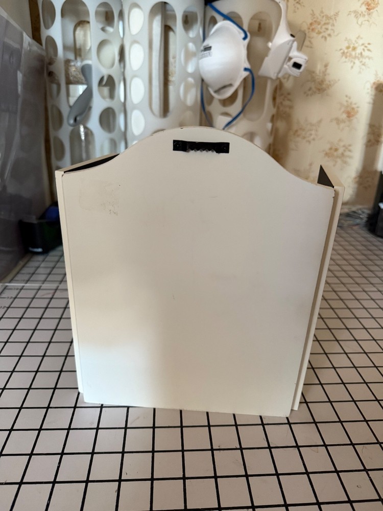 Mini white standing or hanging 3-panel folding chalkboard with hinged shutters