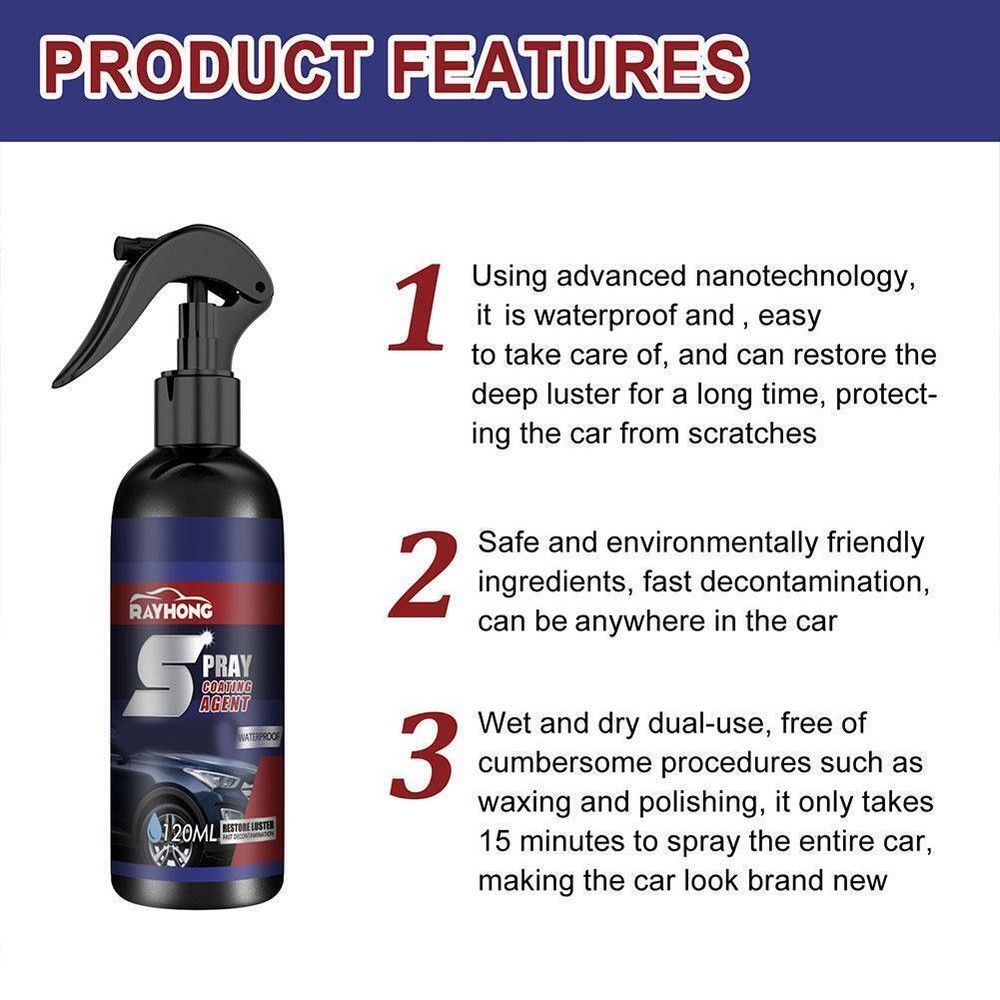 2× Multi-functional Coating Renewal Agent Quick Coating Spray High Protection US