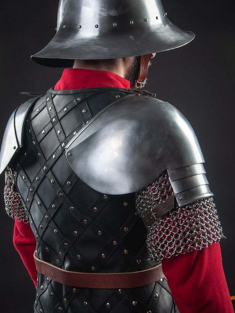 Leather medieval vest with diamond pattern, Functional Royal armor, Historical a