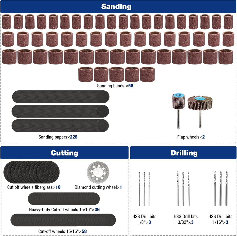 476PCS Rotary Tool Accessories Kit, Rotary Tool Bits for Easy Cutting, Sandin...