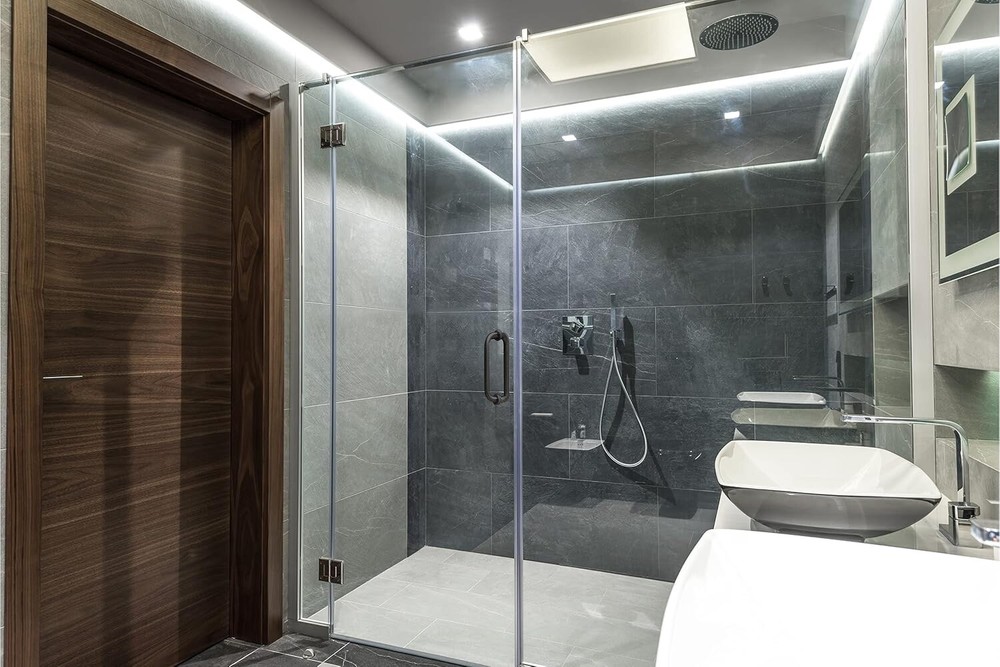 8" Pull Handle Back to Back Frameless Shower Glass Door