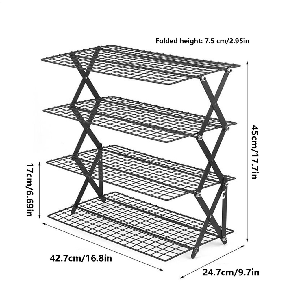 Baking Rack 4-Tier Stackable Foldable Storage Organizer Grill Rack Amicable