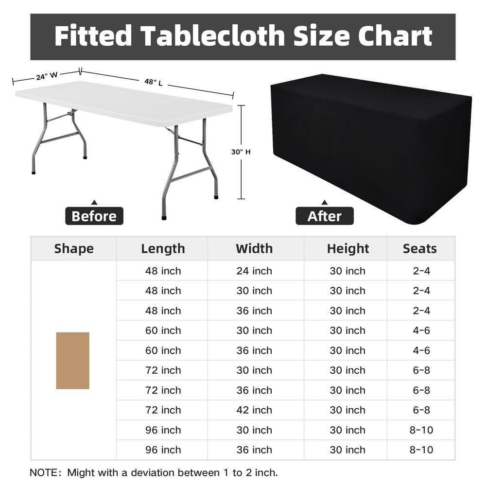 Nacuci 48X24 Inch Black Rectangle Fitted 48" x 24" (Rectangular),