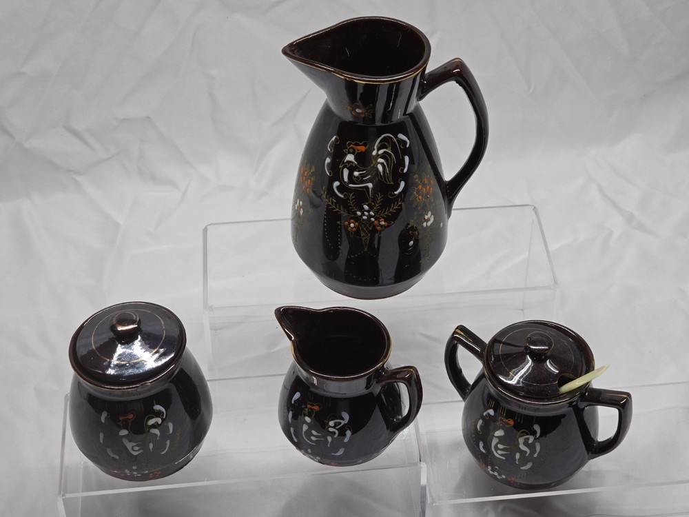 Chanticleer Rooster Coffee Service 7pc Pitcher Sugar Creamer Set PAC Japan