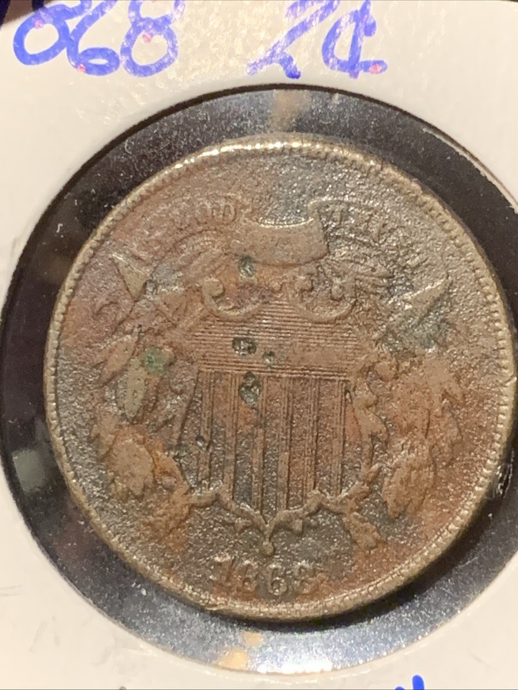 1868 Two Cent Piece 2c Better Grade VF DETAILS