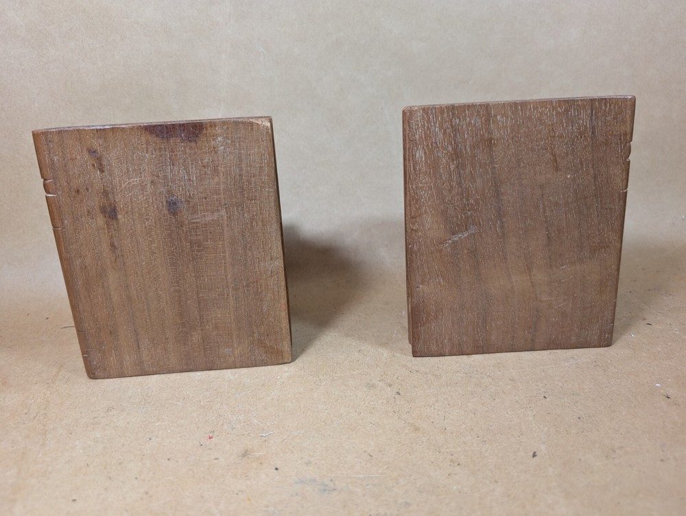 vintage wooden book shaped bookends