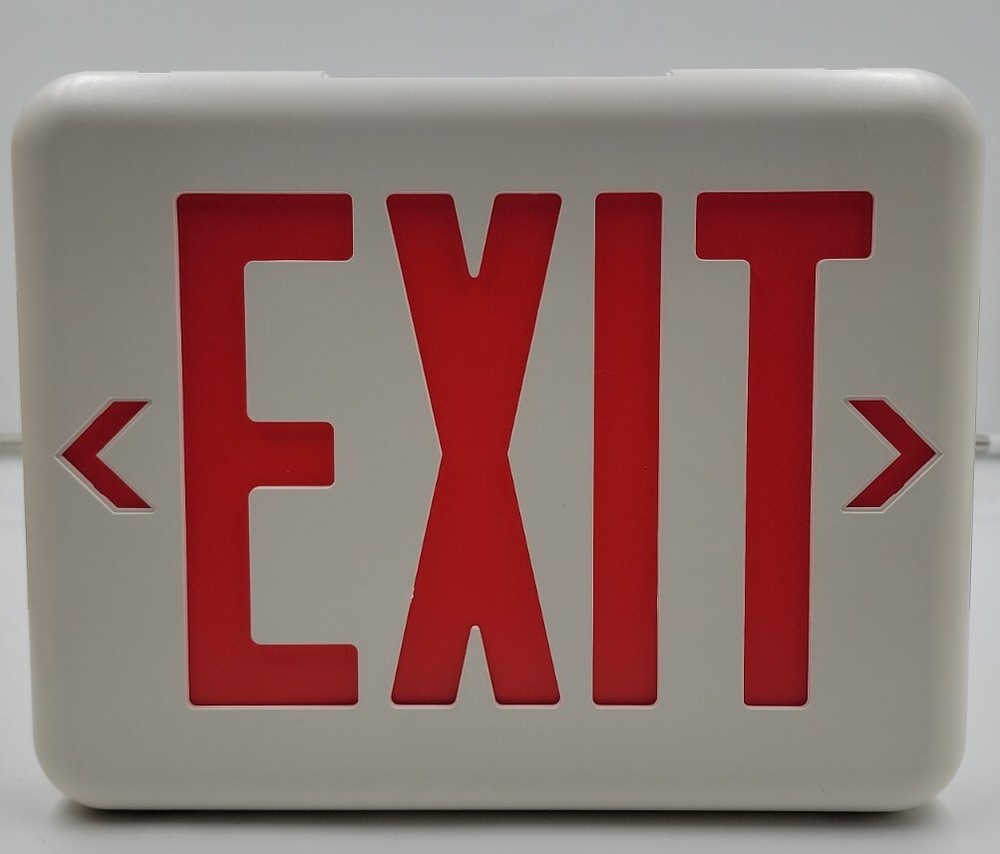 Hubbell Lighting Dual-Lite Thermoplastic, Red Letters, LED Exit Sign